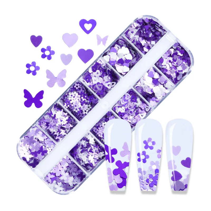 Purple White Nail Art Sequins Kit For Nail Decorations Flower Butterfly Heart Glitter Flakes Design Summer Manicure Accessories
Purple White Nail Art Sequins Kit For Nail Decorations Flower Butterfly Heart Glitter Flakes Design Summer Manicure Accessories