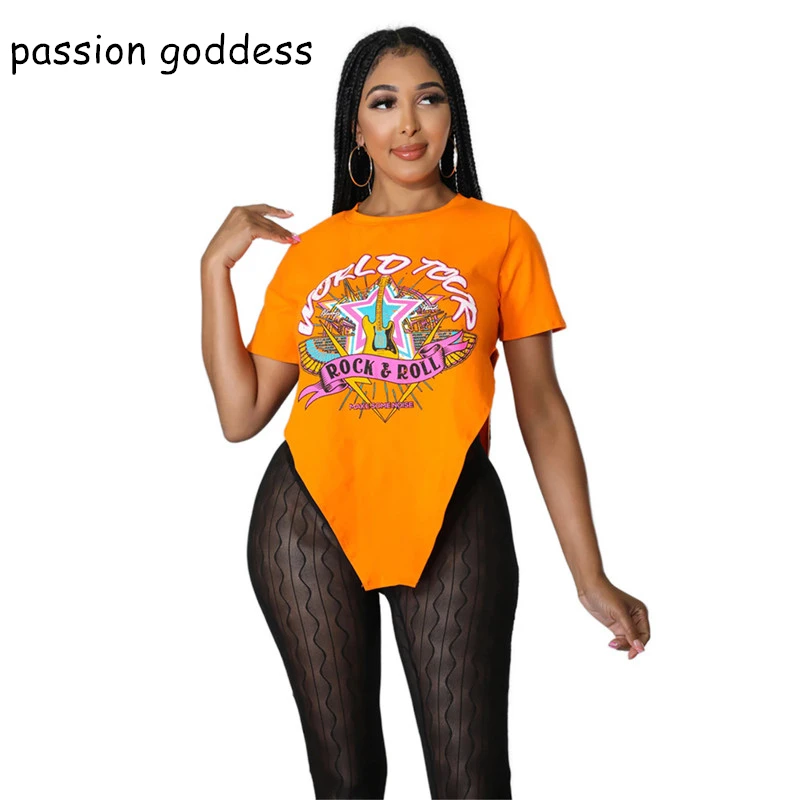 New Summer Short Sleeve Harajuku T Shirts for Women 2022 Sexy Letter Print Irregular Long Tshirt Tops Streetwear Graphic Tees
New Summer Short Sleeve Harajuku T Shirts for Women 2022 Sexy Letter Print Irregular Long Tshirt Tops Streetwear Graphic Tees