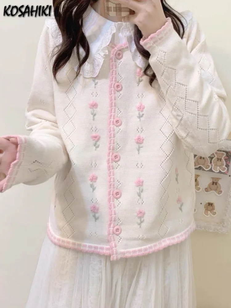 Cute Floral Embroidery Cardigan Women Tops Japanese Thin Hollow Sweater Lolita Soft Y2k Knitted Kardigany All Match
Cute Floral Embroidery Cardigan Women Tops Japanese Thin Hollow Sweater Lolita Soft Y2k Knitted Kardigany All Match