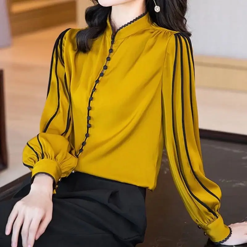 Elegant Fashion Casual Solid Satin Blouse Shirt Autumn 2022 Stand Collar Long Shirt Sleeve Loose Pullovers Tops Women's Clothing
Elegant Fashion Casual Solid Satin Blouse Shirt Autumn 2022 Stand Collar Long Shirt Sleeve Loose Pullovers Tops Women's Clothing