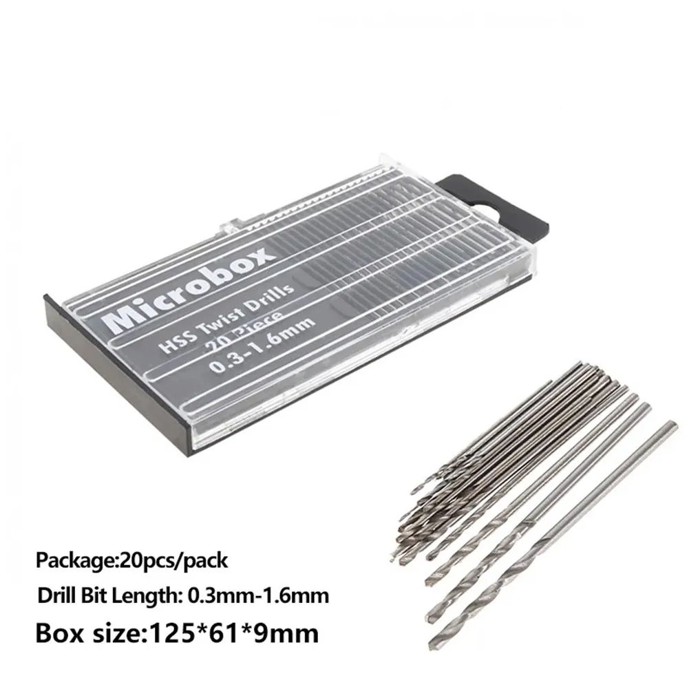 20Pcs 0.3-1.6mm HSS Spiral Drill Bit Set For Precision Crafts Jewellery Watch Repair Model Making Hobby Work Electronics
20Pcs 0.3-1.6mm HSS Spiral Drill Bit Set For Precision Crafts Jewellery Watch Repair Model Making Hobby Work Electronics