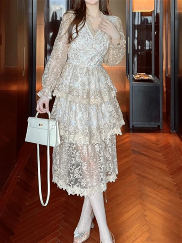 Embroidery Lace Fall 2022 Women Clothing Elegant Korean Cake Style Dresses Female Party Long Sleeve Woman Dress Maxi Vestido
Embroidery Lace Fall 2022 Women Clothing Elegant Korean Cake Style Dresses Female Party Long Sleeve Woman Dress Maxi Vestido