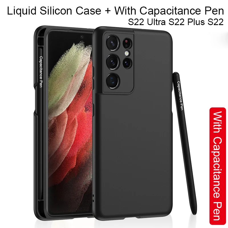 Liquid Silicon Case For Samsung Galaxy S22 Ultra S22 Plus With Capacitance Pen Full Protection Silicon Soft Phone Cover S21 FE
Liquid Silicon Case For Samsung Galaxy S22 Ultra S22 Plus With Capacitance Pen Full Protection Silicon Soft Phone Cover S21 FE
