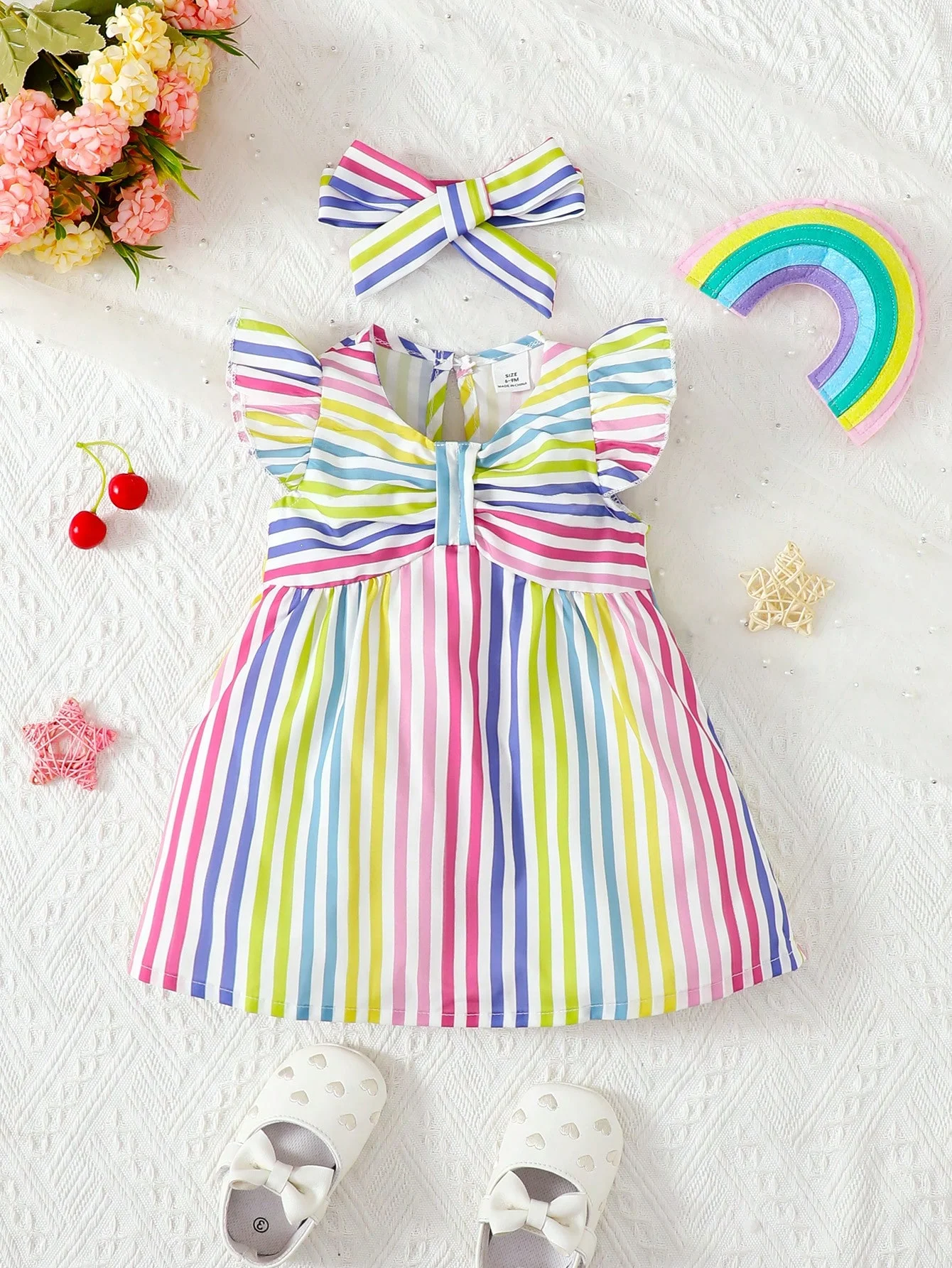 Летнее платье для маленьких девочек, подходит для носки на возраст 6-34 месяца, в радужную полоску, с рукавами летучая мышь и бантом, Детский к...
Летнее платье для маленьких девочек, подходит для носки на возраст 6-34 месяца, в радужную полоску, с рукавами летучая мышь и бантом, Детский к...