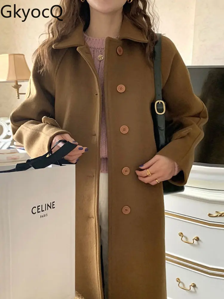 Women Fashion 2022 Autumn Winter New Loose Medium Long Overcoats Woman Long Sleeve Solid Button Loose Woolen Coats Women Outcoat
Women Fashion 2022 Autumn Winter New Loose Medium Long Overcoats Woman Long Sleeve Solid Button Loose Woolen Coats Women Outcoat