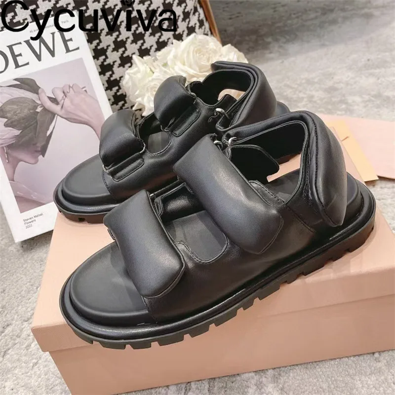 New Padded Leather Flat Platform Sandals Women Fashion Brand Peep Toe Rome Summer Casual Comfort Flat Beach Shoes Black Sandals
New Padded Leather Flat Platform Sandals Women Fashion Brand Peep Toe Rome Summer Casual Comfort Flat Beach Shoes Black Sandals