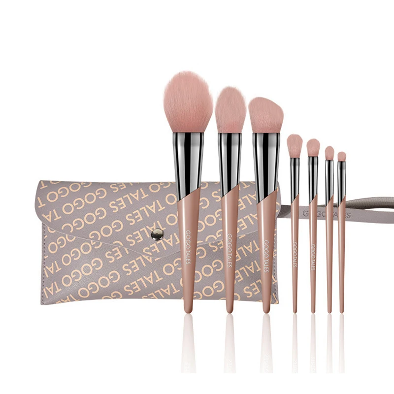 

7pcs Makeup Brushes Natural Hair Colorful Professional Foundation Powder Blush Eyeshadow Eyebrow Kabuki Blending Brush Set