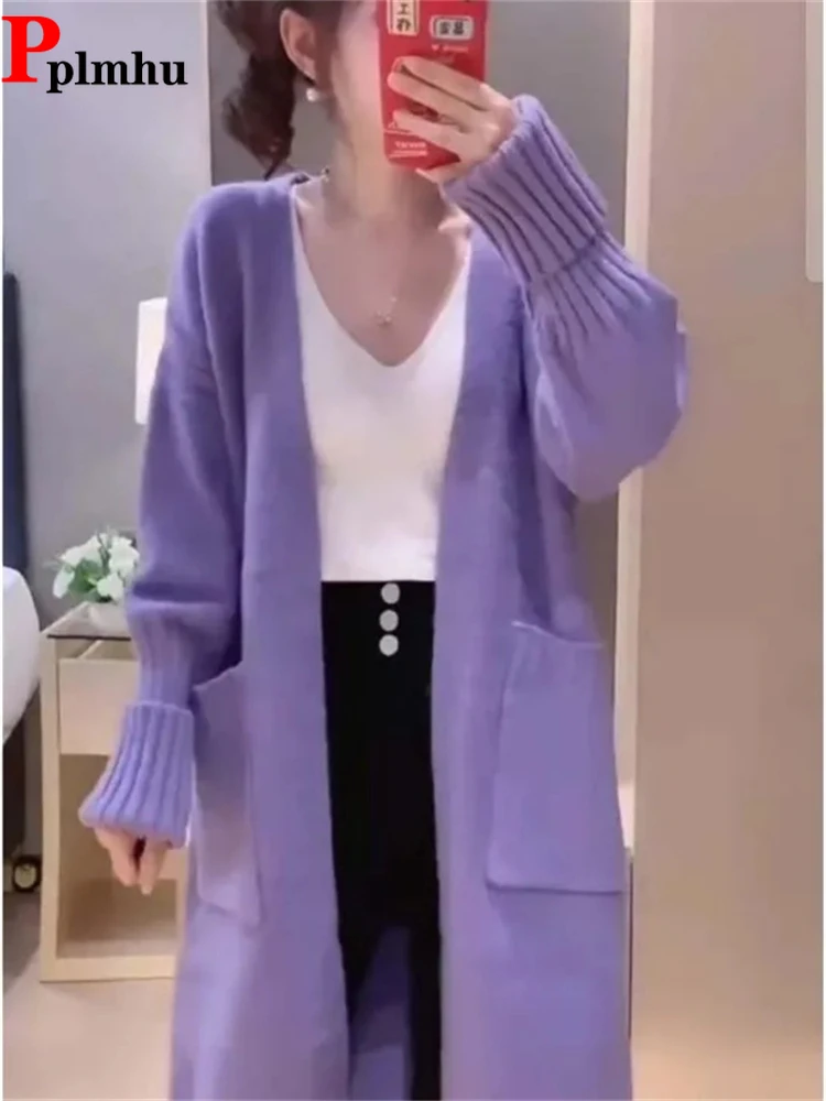 Mid-lenght Spring Fall Women Sweater Casual Knitwears Long Sleeve Tops Elegant New Pocket Chaqueta Korean Loose Knitted Cardigan
Mid-lenght Spring Fall Women Sweater Casual Knitwears Long Sleeve Tops Elegant New Pocket Chaqueta Korean Loose Knitted Cardigan