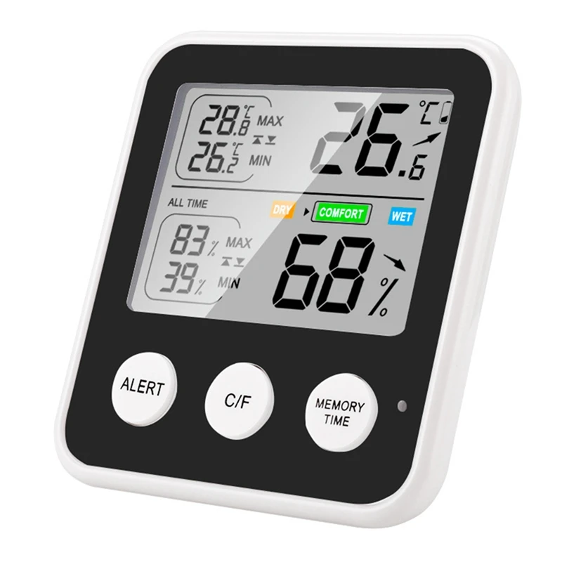 

Электронный цифровой измеритель температуры и влажности, комнатный и уличный термометр, гигрометр, метеостанция с часами