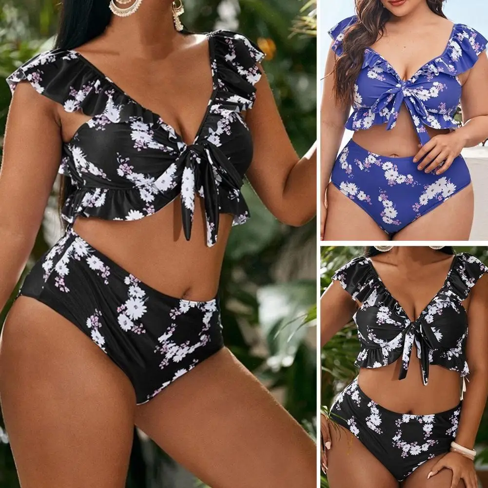 2 Pcs/Set Women Swimsuit Padded Bathing Suit Flower Print Ruffle Summer Bikini Set
2 Pcs/Set Women Swimsuit Padded Bathing Suit Flower Print Ruffle Summer Bikini Set