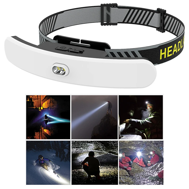 New style COB portable headlamp USB rechargeable outdoor cycling flashlight fishing head lamp red alert bright running | Лампы и