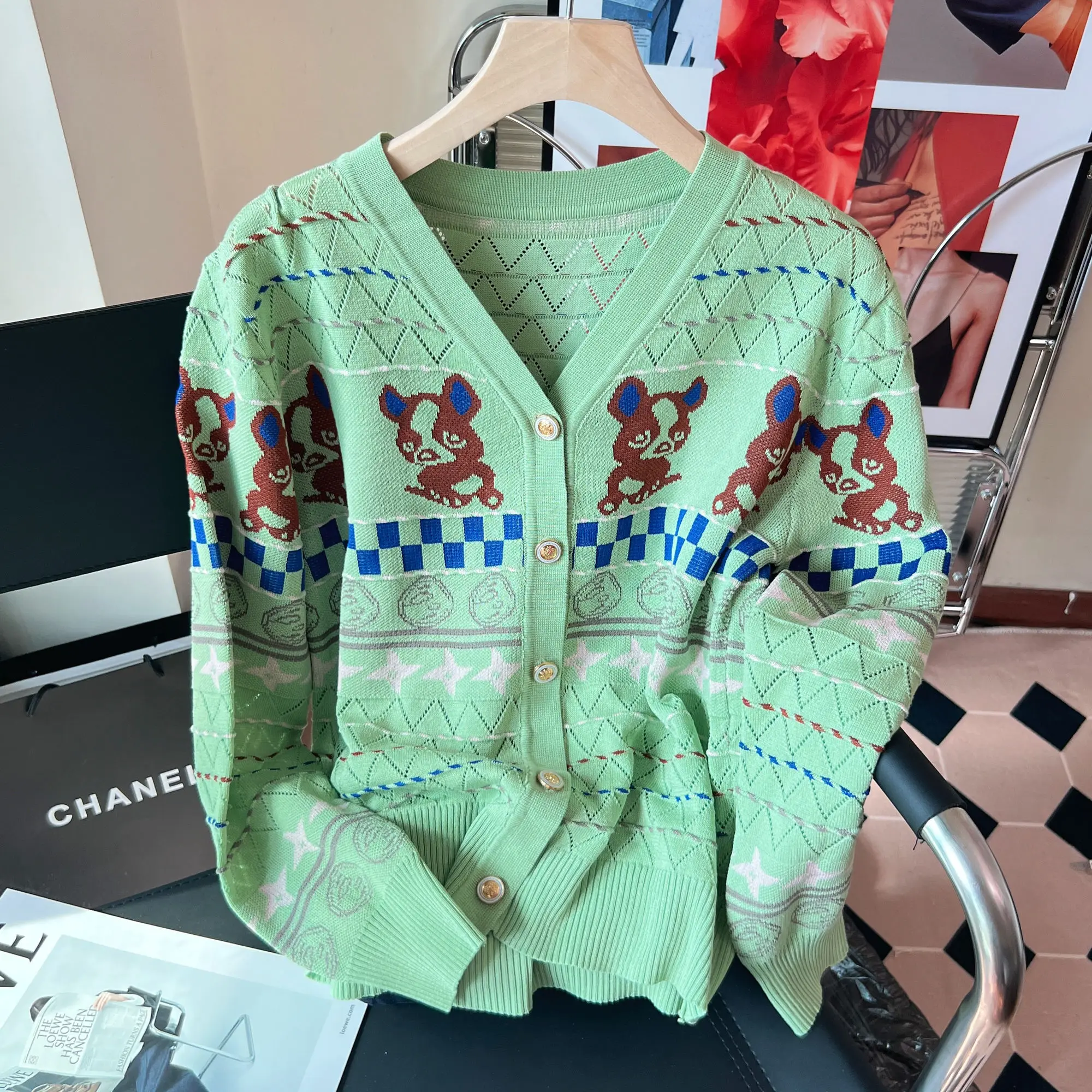 Cute Dog Jacquard Women‘s Cardigan Knitwear Hollow Out Spring Autumn Sweater Cashmere Geometry Single Breasted Knitted Coat H161
Cute Dog Jacquard Women‘s Cardigan Knitwear Hollow Out Spring Autumn Sweater Cashmere Geometry Single Breasted Knitted Coat H161