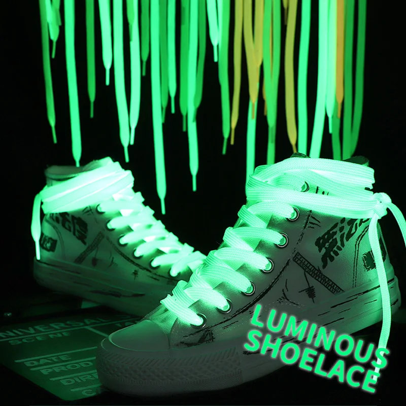 

Luminous Shoelaces Flat Laces Sneakers Shoe laces Glow In The Dark Night Color Fluorescent Shoelace 80/100/120/140cm Shoestrings
