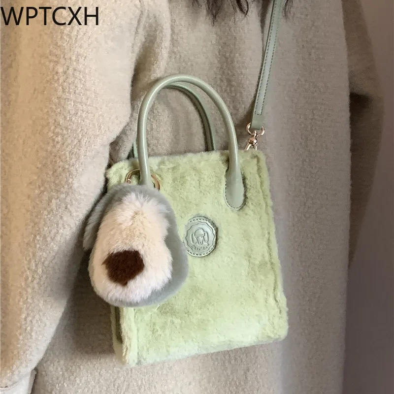 

2023 New Fashion Avocado Plush BagWomen's Autumn Winter Tote Bag Single Shoulder Crossbody Bag Quality Daily Commute Fluffy Bag
