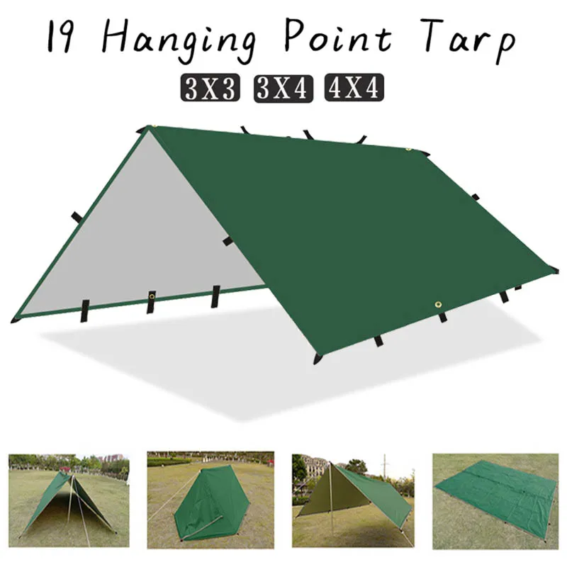 

4x4m 4x3m 3x3m 19 Camping Hang Points Tent Tarp Survival Sun Shelter Shade Canopy Outdoor Backpacking Waterproof Awning SunShade