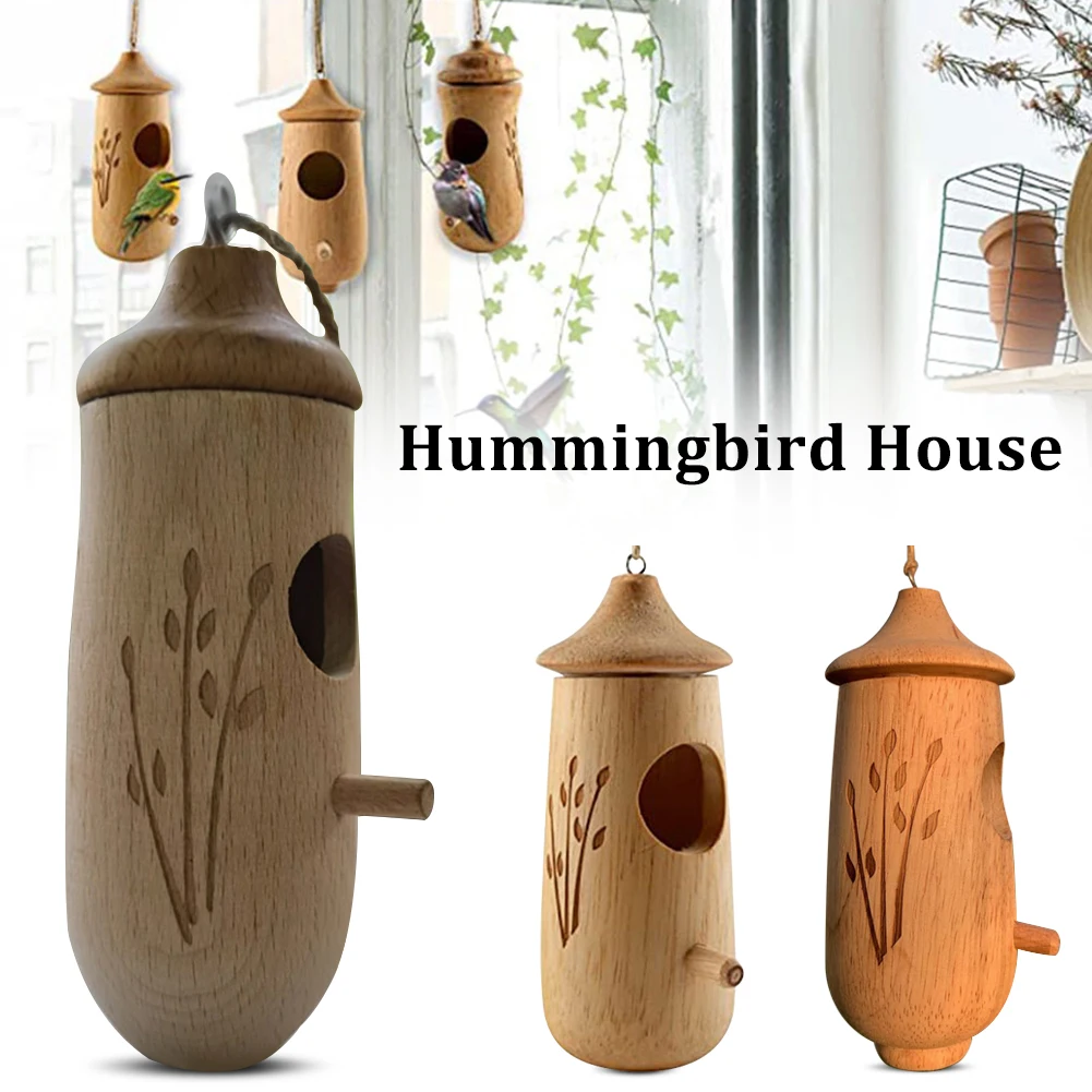 Wooden Hummingbird House with metal ring birdhouse for Outside Hanging Finch Bird Nest for Home Garden Balcony Decoration
Wooden Hummingbird House with metal ring birdhouse for Outside Hanging Finch Bird Nest for Home Garden Balcony Decoration