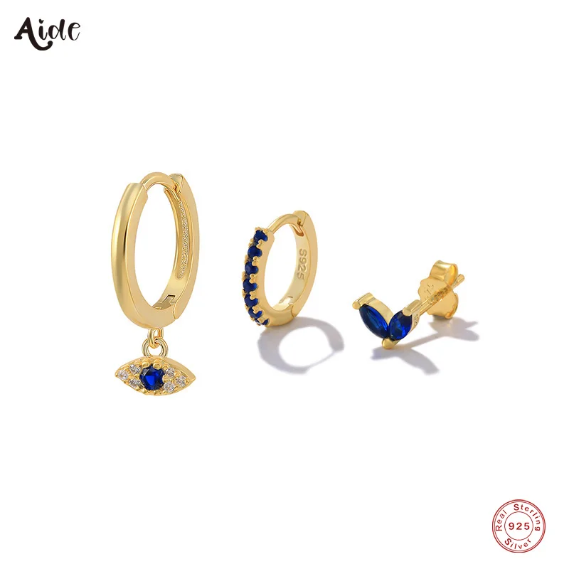 Aide 3pcs 925 Sterling Silver Deep Blue CZ Zircon Evil Eye Stud Earrings Set For Women Girl Luxury 18K Gold Plated Party Jewelry 
Aide 3pcs 925 Sterling Silver Deep Blue CZ Zircon Evil Eye Stud Earrings Set For Women Girl Luxury 18K Gold Plated Party Jewelry