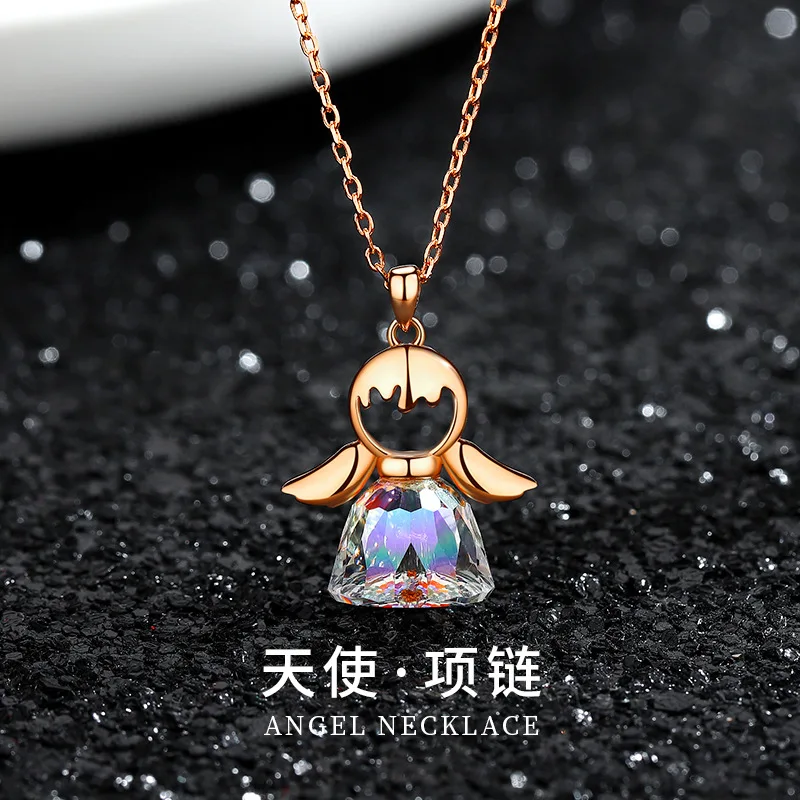 Lovely Angel Sparking Crystal Solid 925 Sterling Silver Rose Color Collar Necklaces for Women Lady Girl Party Birthday Gift
Lovely Angel Sparking Crystal Solid 925 Sterling Silver Rose Color Collar Necklaces for Women Lady Girl Party Birthday Gift