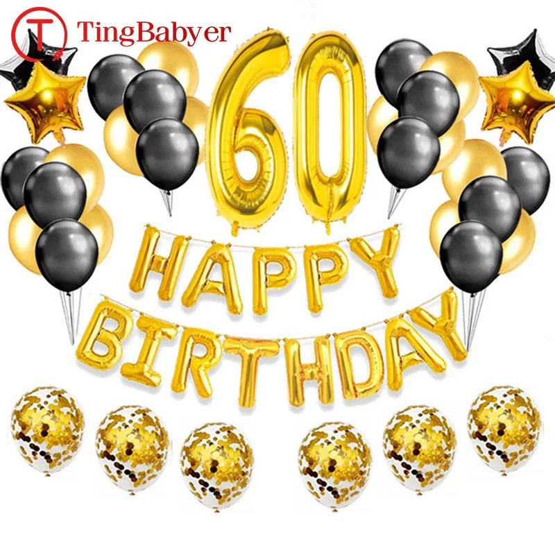 Золотистые и черные фольгированные шары с цифрами 60, украшения для вечеринки в честь Дня Рождения, товары для взрослых, женщин, мужчин, 60-лет... 
Золотистые и черные фольгированные шары с цифрами 60, украшения для вечеринки в честь Дня Рождения, товары для взрослых, женщин, мужчин, 60-лет...