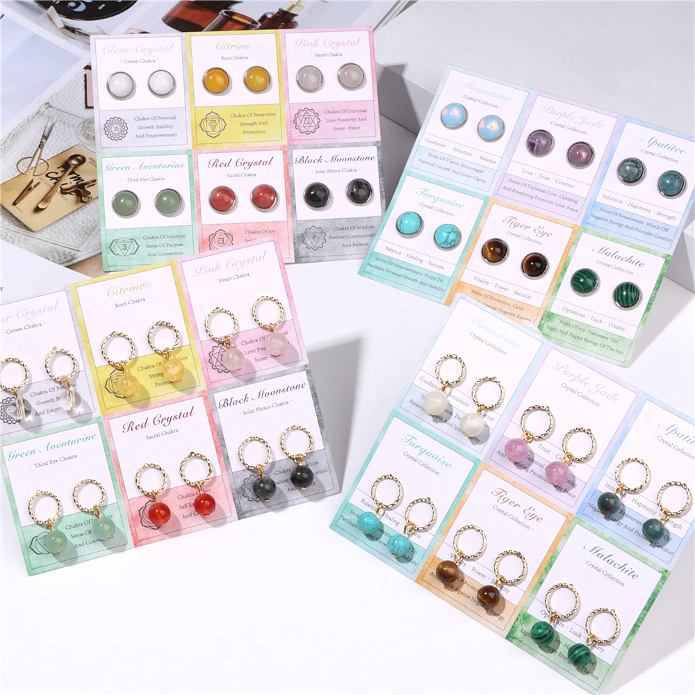 6 Pairs/Set Colorful Shiny Natural Stone Stud Earrings Fashion Vintage Gold Color Circle Hoop Earrings For Women Girl Pearl Jewe
6 Pairs/Set Colorful Shiny Natural Stone Stud Earrings Fashion Vintage Gold Color Circle Hoop Earrings For Women Girl Pearl Jewe