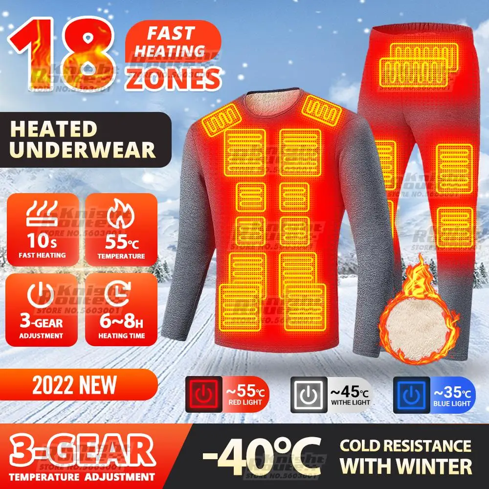 

Мужская теплая куртка с подогревом на 18 мест, теплое нижнее белье с USB, лыжный костюм, жилет с подогревом, теплые флисовые кальсоны, серая теплая одежда, Зимняя мода