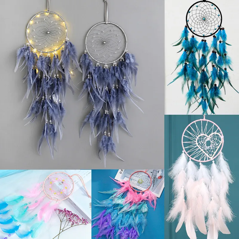 

Funny Dream Catcher Aesthetic Room Decor Pink Grey Deamcatcher Art Wall Hanging Retro Home Decoration for Farmhouse Accessories