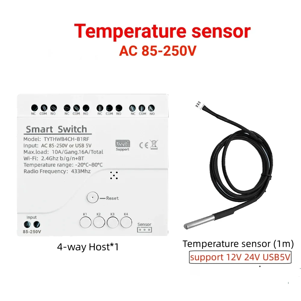 Aideepen Tuya Smart WiFi 4-канальное реле с датчиком температуры и влажности
Aideepen Tuya Smart WiFi 4-канальное реле с датчиком температуры и влажности