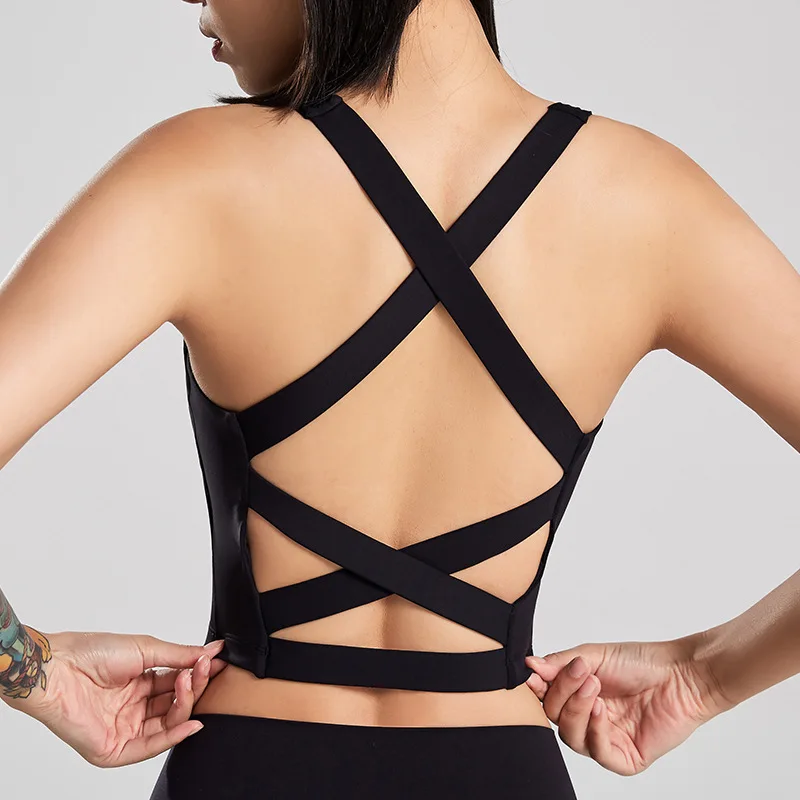 Back Cross Yoga Bras for Women Sports Underwear Gym Push-Up Sports Bra Fitness Vest Street Crop Top Shock-Proof Bralette Female 
Back Cross Yoga Bras for Women Sports Underwear Gym Push-Up Sports Bra Fitness Vest Street Crop Top Shock-Proof Bralette Female