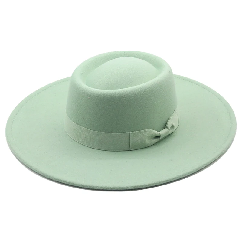 9.5CM Wide Brim Flat Top Fedoras Hats For Women Solid Color Imitation Woolen Jazz Hat Men Elegant British Ladies Caps Bowler Hat
9.5CM Wide Brim Flat Top Fedoras Hats For Women Solid Color Imitation Woolen Jazz Hat Men Elegant British Ladies Caps Bowler Hat