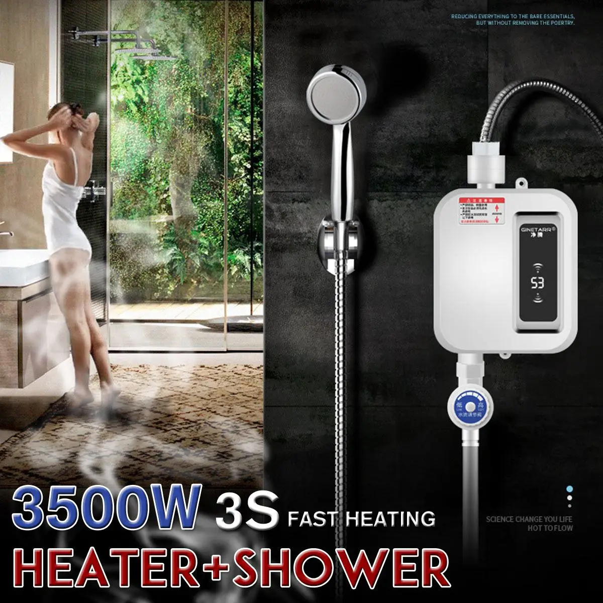 3500W Water Heater Bathroom Kitchen Instant Electric Hot Water Heater Tap Temperature Display Faucet Shower Tankless Tap 220V
3500W Water Heater Bathroom Kitchen Instant Electric Hot Water Heater Tap Temperature Display Faucet Shower Tankless Tap 220V