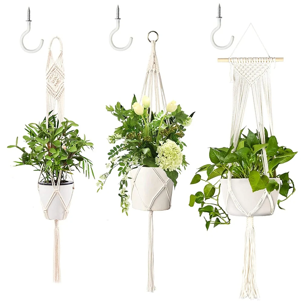 Plant Hanger Set of 3 Plant Hanger Indoor Handmade Hanging Planters for Indoor Room Ceiling Window Decor with 3 Hooks
Plant Hanger Set of 3 Plant Hanger Indoor Handmade Hanging Planters for Indoor Room Ceiling Window Decor with 3 Hooks