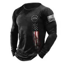 Men T-Shirt Cotton Long Sleeve Top 1776 Independence Day Graphic Clothe Oversized O Neck Pullover Autumn Winter Male Shitr Tees