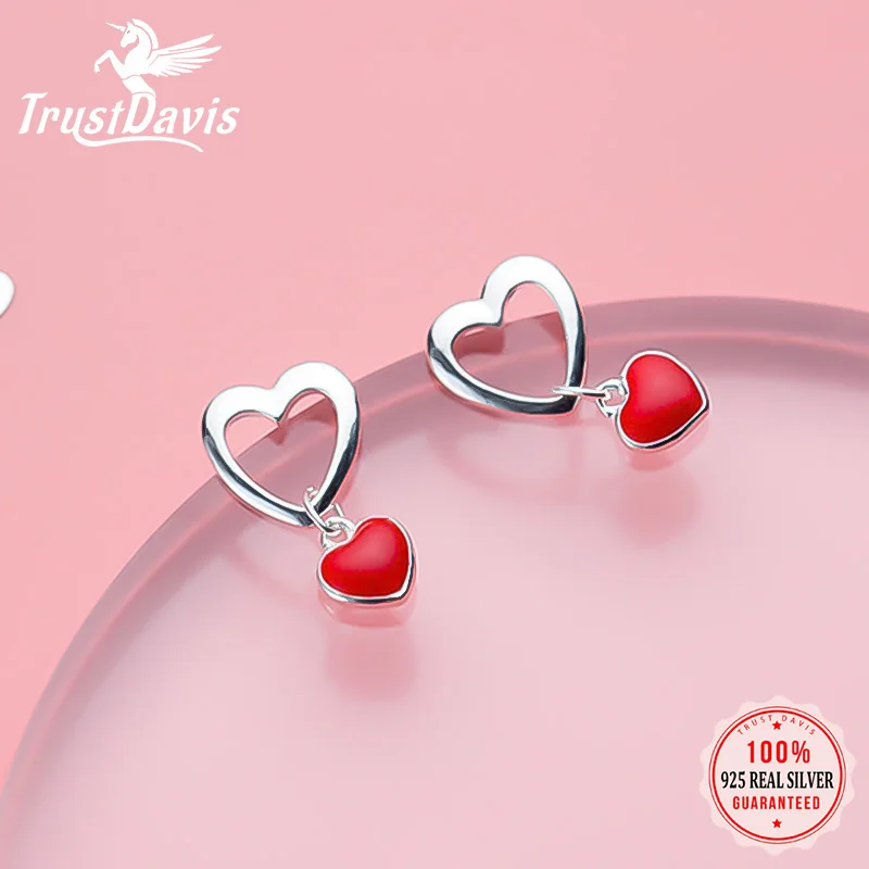 Trusta 100% 925 Sterling Silver Women Jewelry Fashion Tiny 9mmX16mm Hollow Out Red Heart Stud Earrings For Daughter Girls DS577
Trusta 100% 925 Sterling Silver Women Jewelry Fashion Tiny 9mmX16mm Hollow Out Red Heart Stud Earrings For Daughter Girls DS577