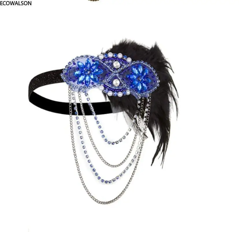 1920's Feather Chains Headband Costume Props Charleston accessories Royal blue Flapper Headpiece Great Gatsby beaded headband
1920's Feather Chains Headband Costume Props Charleston accessories Royal blue Flapper Headpiece Great Gatsby beaded headband