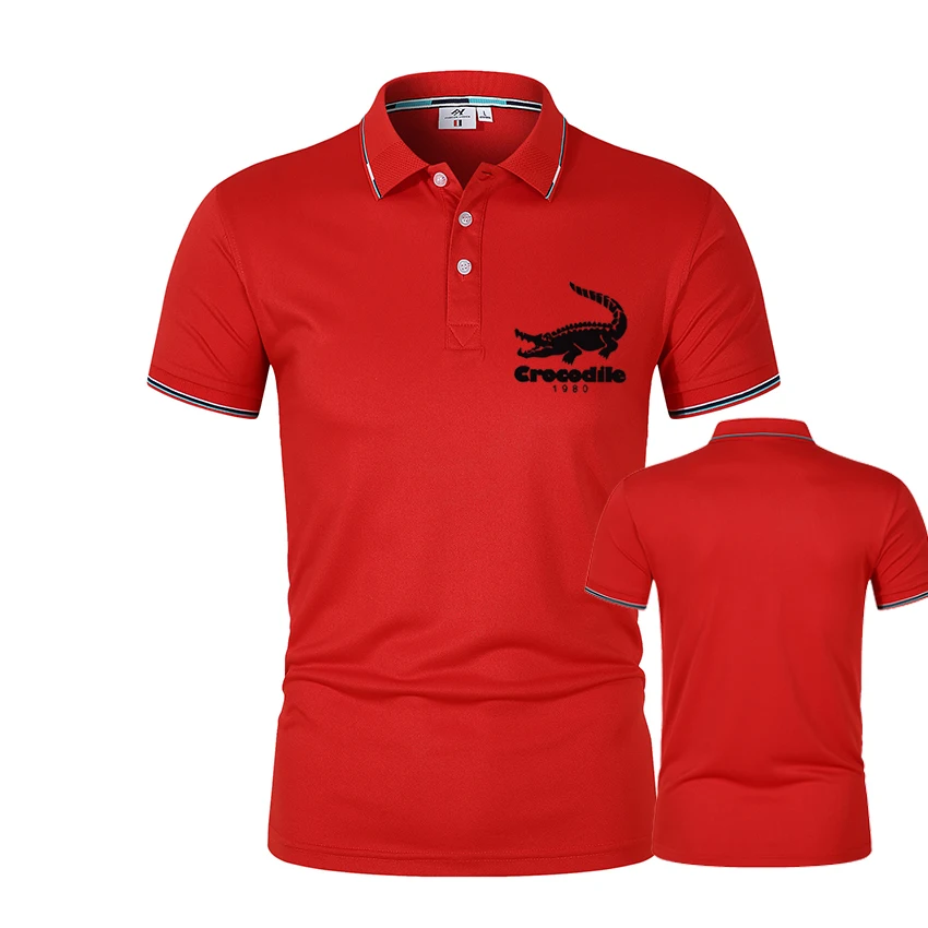Men's polo shirt solid color CROCODILE letter printed short sleeved standing collar shirt, office, formal, brand clothing
Men's polo shirt solid color CROCODILE letter printed short sleeved standing collar shirt, office, formal, brand clothing
