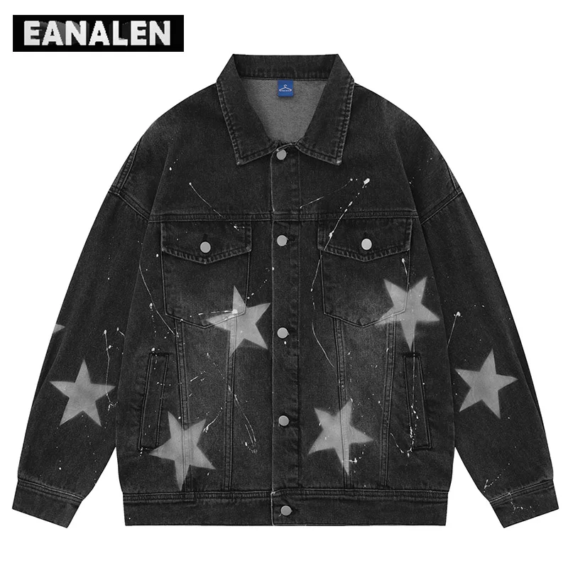 Harajuku Vintage Black Graffiti Star Pattern Denim Jacket Men's Short Oversized Tie-Dye Laps Jacket Motorcycle Motorcycle
Harajuku Vintage Black Graffiti Star Pattern Denim Jacket Men's Short Oversized Tie-Dye Laps Jacket Motorcycle Motorcycle