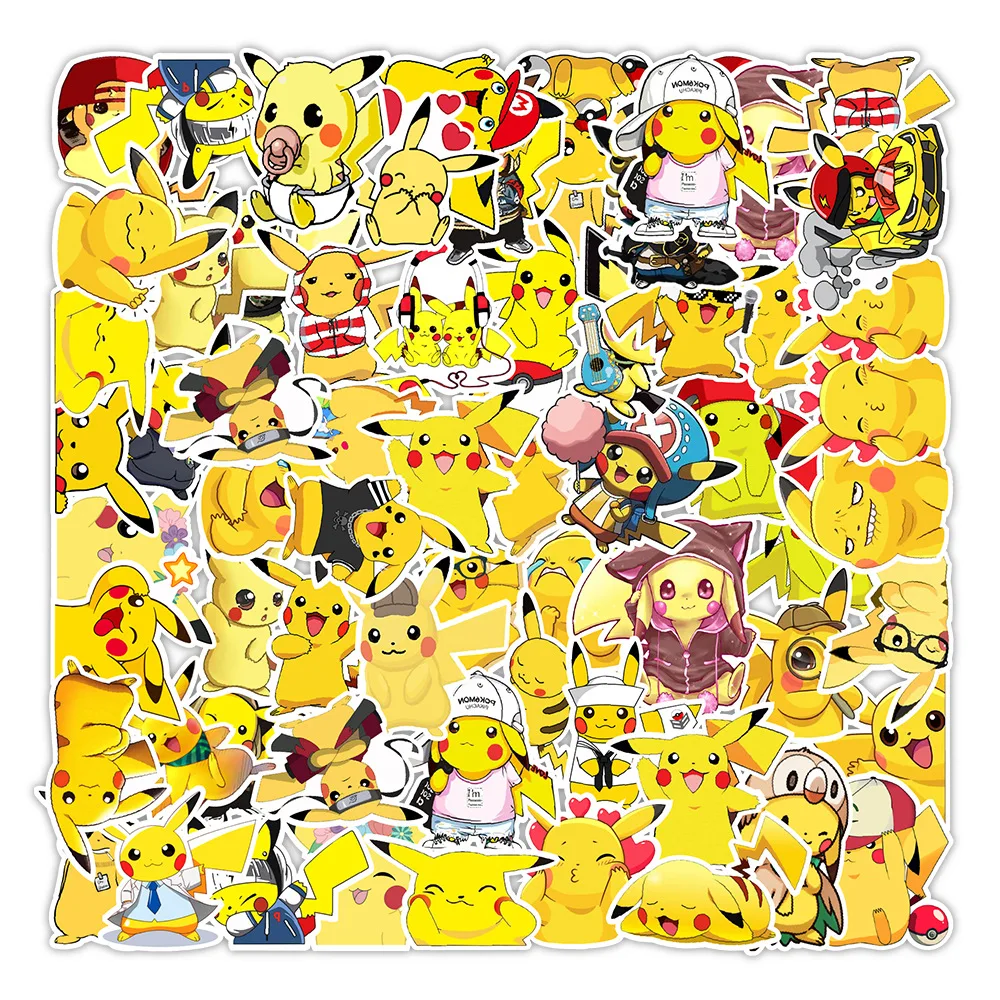 Стикеры Kawaii Pikachu Pokemon аниме Мультяшные водонепроницаемые наклейки сделай сам для