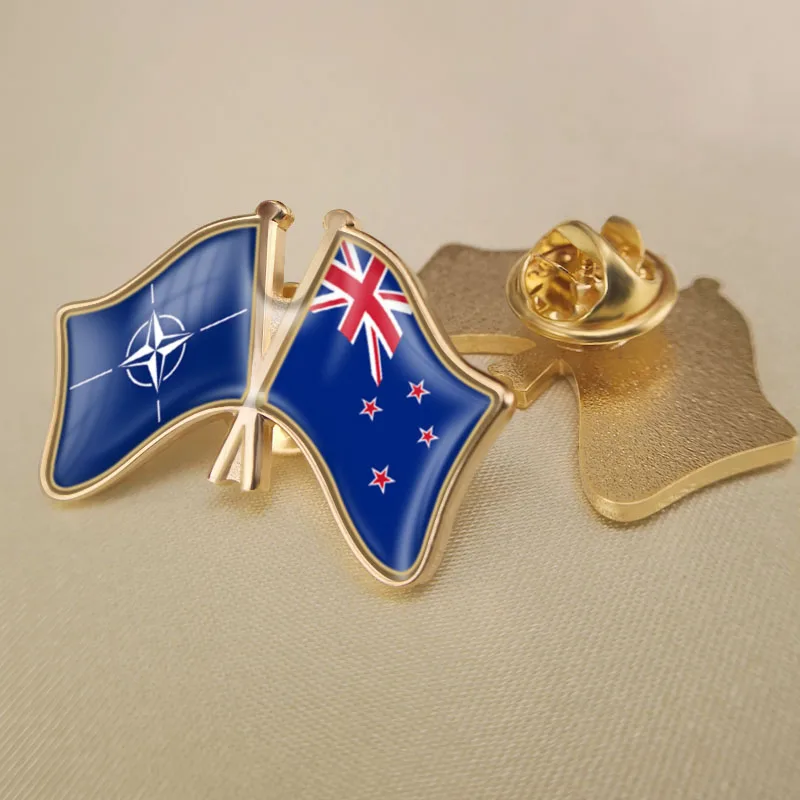 North Atlantic Treaty Organization NATO and New Zealand Crossed Double Friendship Flags Lapel Pins Brooch Badges
North Atlantic Treaty Organization NATO and New Zealand Crossed Double Friendship Flags Lapel Pins Brooch Badges