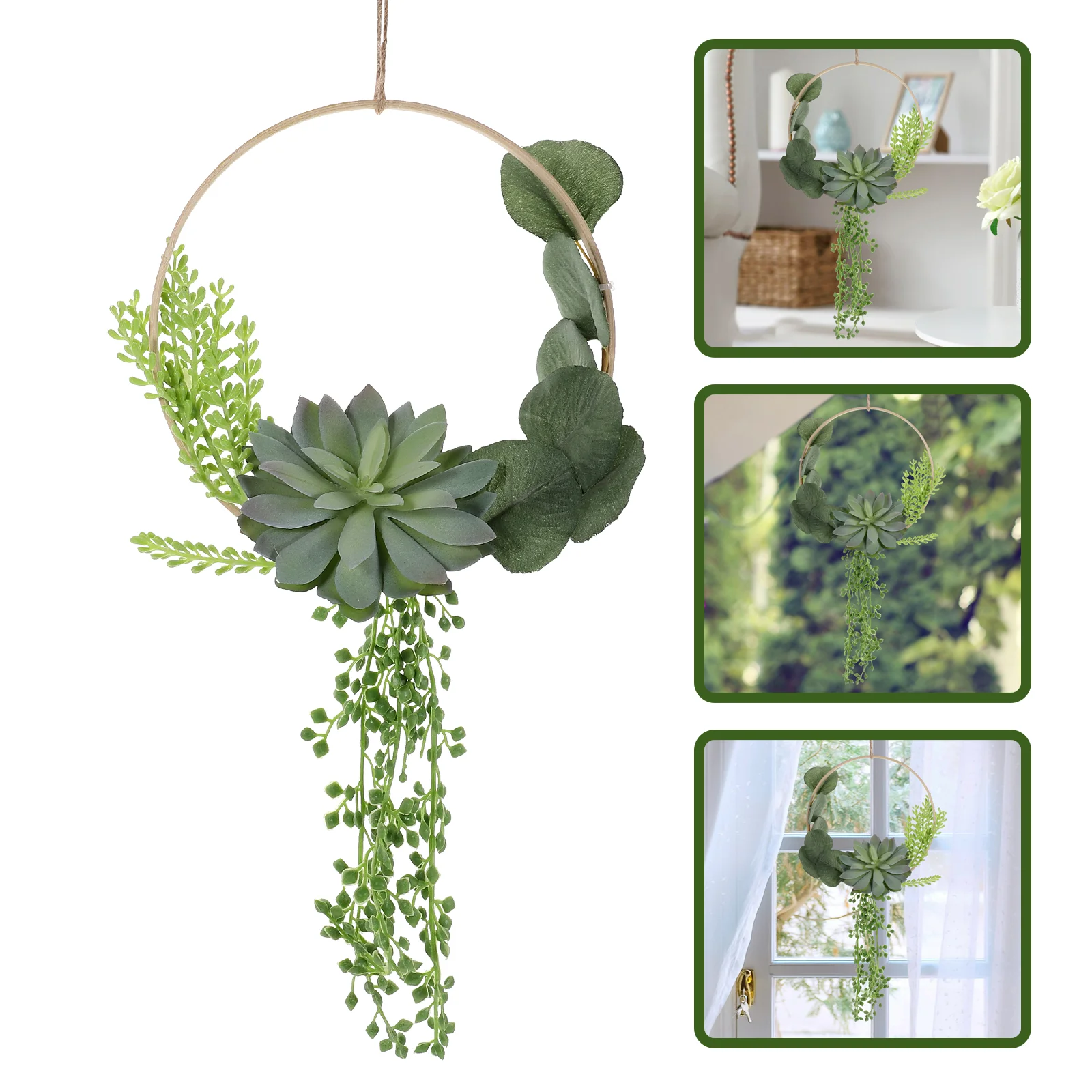 Hanging Simulated Succulents Wreath Pendant Garland Decorative Fake Succulents Garland Hanging Decor 
Hanging Simulated Succulents Wreath Pendant Garland Decorative Fake Succulents Garland Hanging Decor
