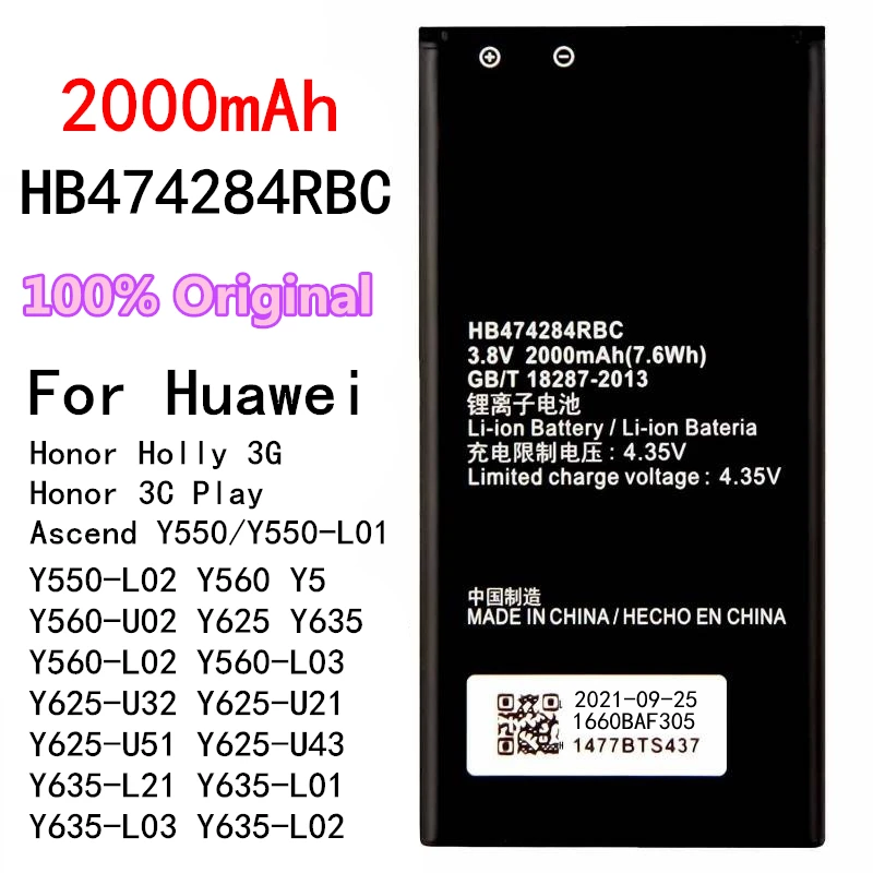 

Original New HB474284RBC 2000mAh for Huawei Honor Holly 3G / Honor 3C Play Hol-U19 Hol-T00 HOL-U10 Phone Battery