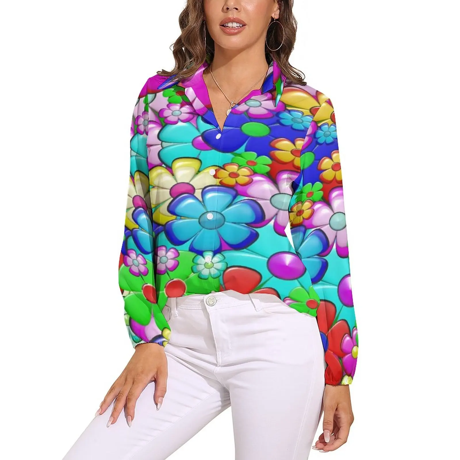 Bright Flower Power Blouse Vintage 70S Print Pretty Graphic Blouses Women Long-Sleeve Basic Shirts Spring Oversized Top
Bright Flower Power Blouse Vintage 70S Print Pretty Graphic Blouses Women Long-Sleeve Basic Shirts Spring Oversized Top