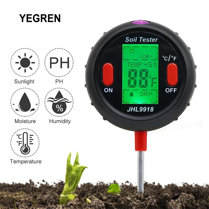 

Portable 5 in 1 Soil Tester PH Meter Garden Plants Farm Soil Moisture Content Tester Sunlight Temperature Humidity Detector