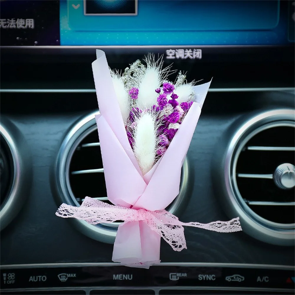 

Dried Flowers Bouquet Car Air Freshener Mini Bouquet Eternal Flower Car Perfume Air Vent Clip Car Accessories Interior Wholesale