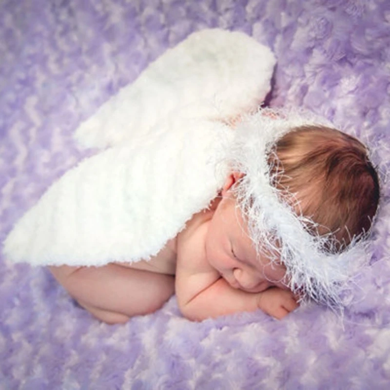

Angel Feathers Wings Photo Props with Halo Circle Set White Infant Angel Wing Hairband Photography Props Costume Infant