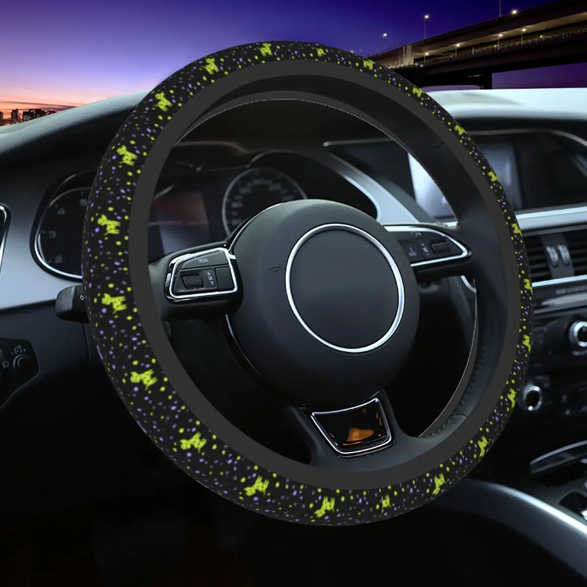

Cute Dalmatian Cartoon Spot Dog Car Steering Wheel Cover 37-38 Anti-slip Suitable Car-styling Interior Accessories