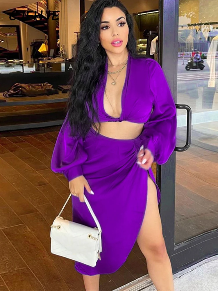 CJFHJE Solid Satin Women Long Sleeve Bandage Cut Out Crop Top Midi Dress 2 Piece Set 2022 Autumn Y2K Streetwear Outfit Fashion
CJFHJE Solid Satin Women Long Sleeve Bandage Cut Out Crop Top Midi Dress 2 Piece Set 2022 Autumn Y2K Streetwear Outfit Fashion