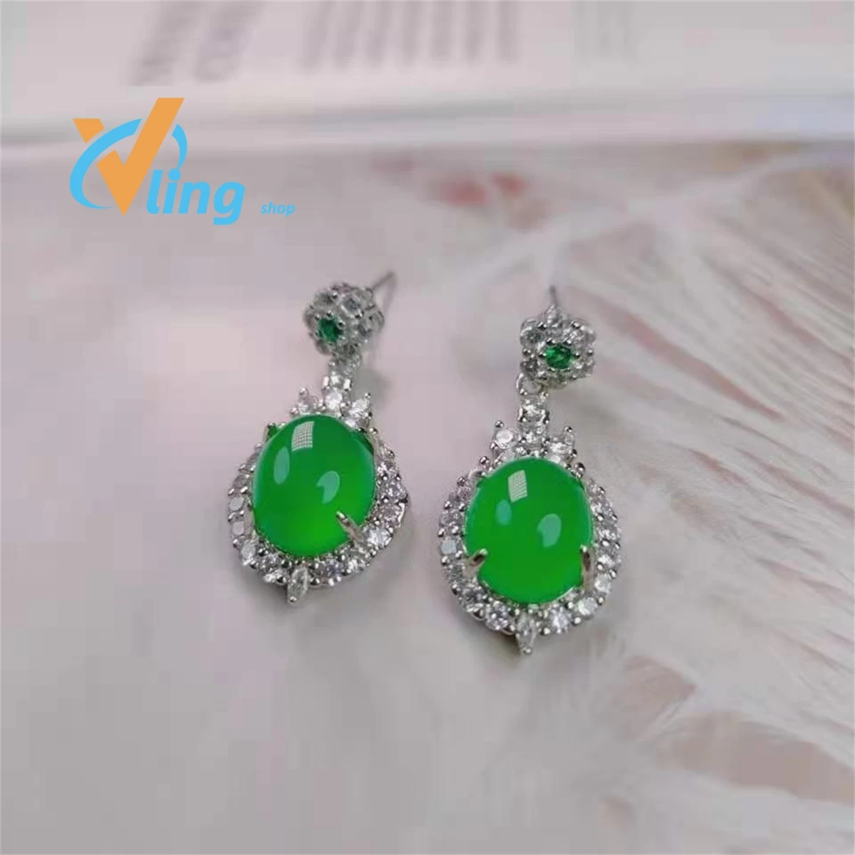 

Gaobing S925 Silver Inlaid Chalcedony Earrings WholesalTemperament Dress Accessories Jewelry Exquisite Fashion Gift Charm Retro