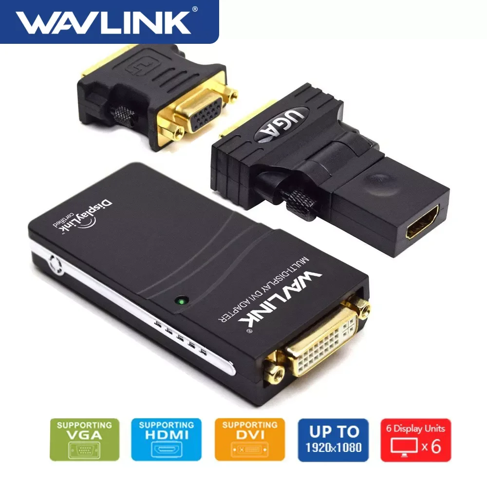 Wavlink USB 2.0 to VGA/DVI/HDMI-Compatible Video Graphic Adapter Multiple Monitors Display Extend/Mirror Mode Supports Windows
Wavlink USB 2.0 to VGA/DVI/HDMI-Compatible Video Graphic Adapter Multiple Monitors Display Extend/Mirror Mode Supports Windows