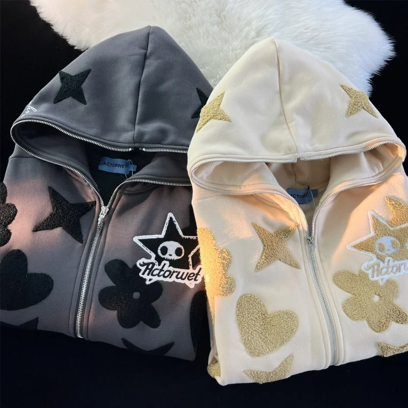 Women Retro Embroidery Hoodies Autumn Winter Zip Up Long Sleeve Loose Jacket Coats Y2k Harajuku Casual Pocket Hooded Sweatshirts
Women Retro Embroidery Hoodies Autumn Winter Zip Up Long Sleeve Loose Jacket Coats Y2k Harajuku Casual Pocket Hooded Sweatshirts