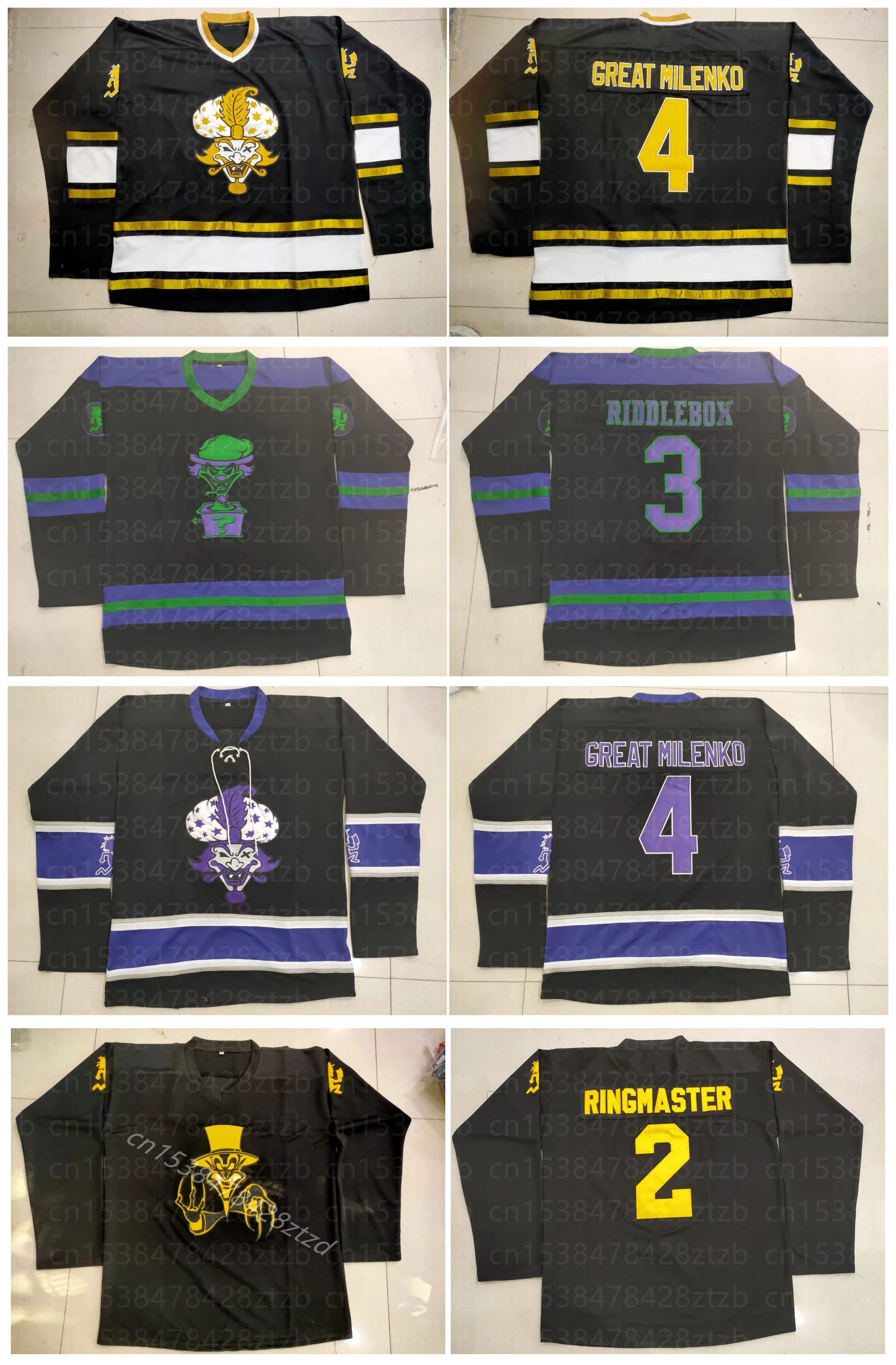 Custom 2022 NEW Insane Clown Posse Ringmaster Riddlebox Great Milenko Carnival Of Carnage Embroidery Stitched Hockey Jersey
Custom 2022 NEW Insane Clown Posse Ringmaster Riddlebox Great Milenko Carnival Of Carnage Embroidery Stitched Hockey Jersey